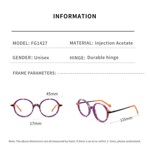 Детей оптически круглая ацетата стекел ширина 45mm объектива рецепта не