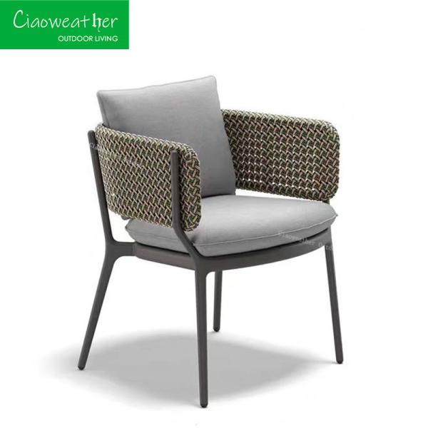 Cadre d'aluminium Design moderne canapé de jardin Chaise en rotin Wicker Tissage de meubles d'extérieur pour hôtel