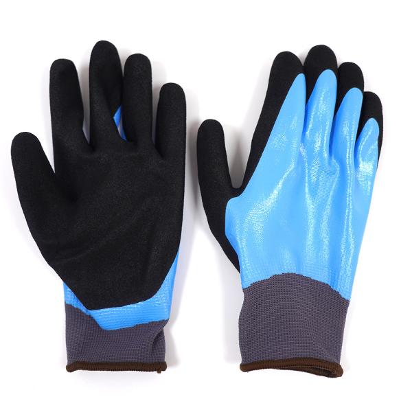 Fully Coated Nitrile Work Gloves Double Coated Waterproof Safety Gloves Construction