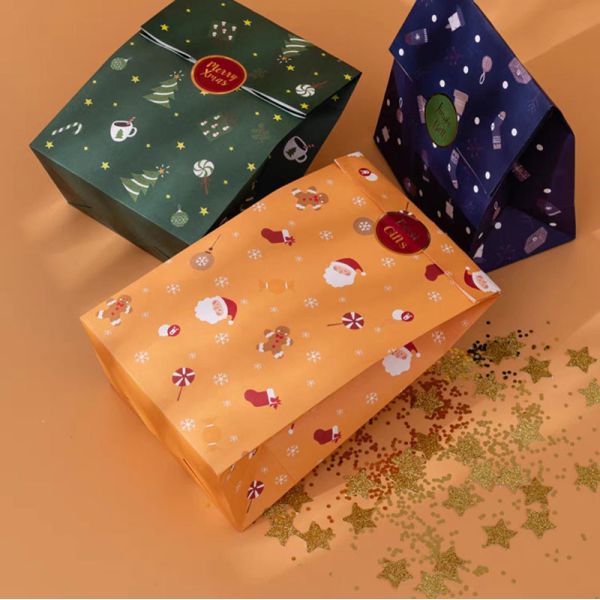 SGS PMS Kraft Christmas Gift Packing Box Biscuit Candy Snack Packaging Bag