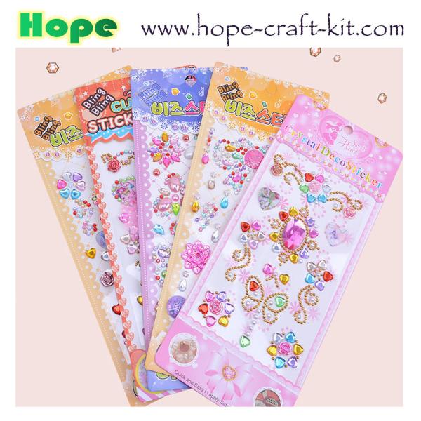 3D Acrylic Self Adhesive Diamond gem drill stickers Rhinestone Sheet for kids diy and Decal Mobile Scrapbooking OEM