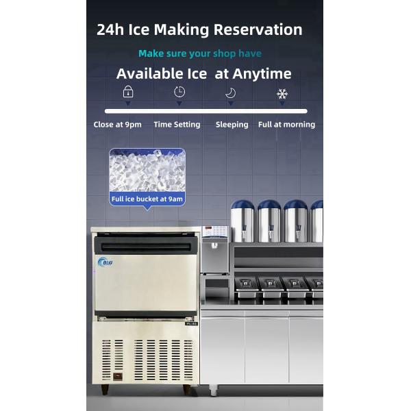 BLG High Quality 220V Automatic Commercial Cube Ice Machine Air-Cooled 55kg Intelligent Home for Cold Drinks Big Square Shape