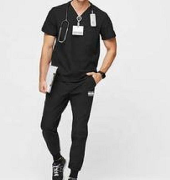 factory custom logo strech solid color made in china cheap design hospital  uniforms sets new style men scrub