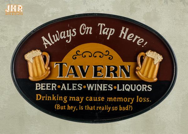 Vintage Style Club Wall Sign With Resin Beer Photo