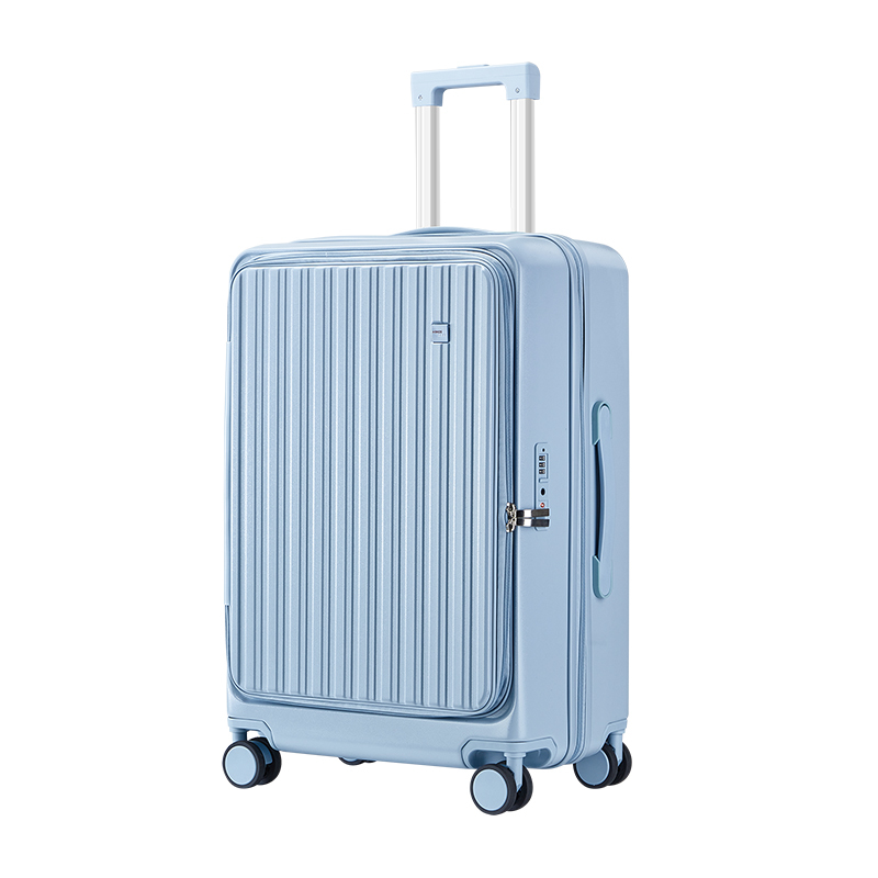 Hot Selling Unisex PC Aluminum Rod Front-Open Carry-On Luggage Set Outdoor Travel Bags Spinner Caster Explosion-Proof Zipper ABS