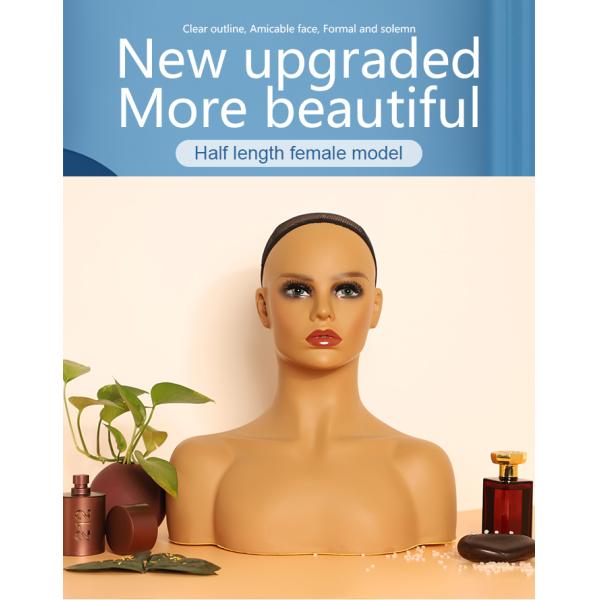 Fashionable Full Bust Pvc Shoulder Mannequin Head African American Face