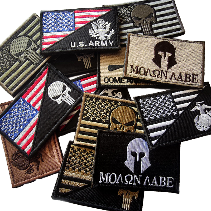 Seal Team Emblem American Flag Embroidered Fabric Stick-On Hat Tactical Patches for Jackets Pants Uniform Accessory Rectangle