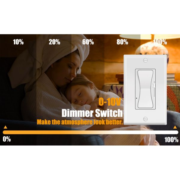 ETL Certified 0-10V Dimmer Switch with 300W Max Load and IP44 Rating for LED Lighting Control