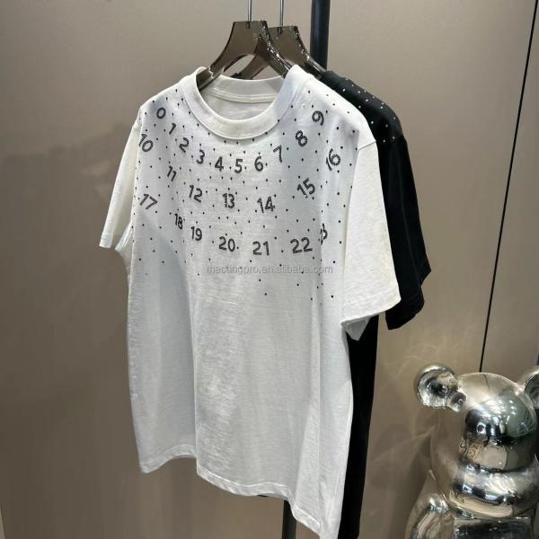 Oversized Vintage Heavyweight Rhinestone T Shirt Black For Men Women'S Custom 100% Cotton 260Gsm