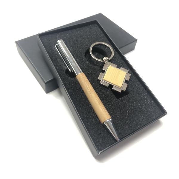 Random Combination Promotional Business Gifts Pen Leather Metal Keychain Card Holder Set