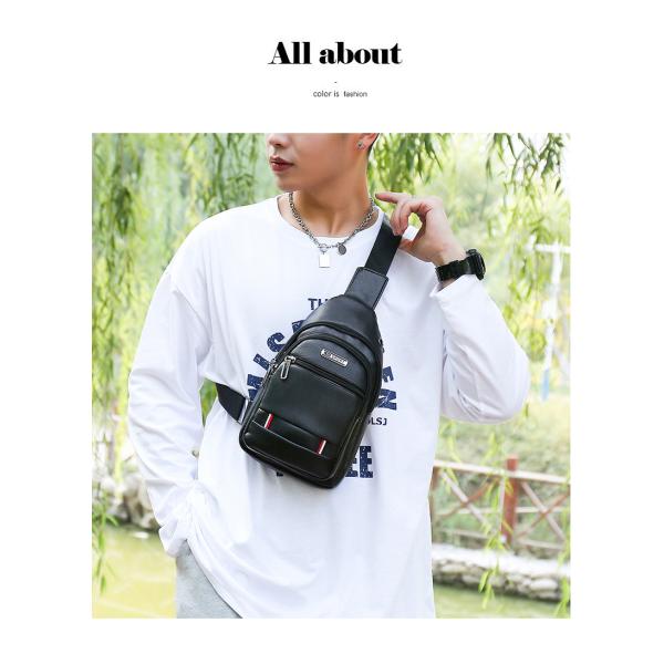 Customized Logo Fashion Men's PU Leather Business Chest Bags for Outdoor Travel