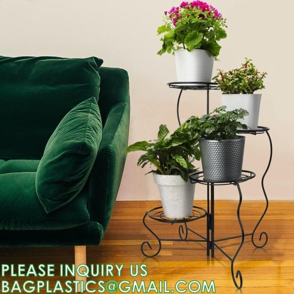Plant Stand Indoor Outdoor, Plant Shelf Multiple Flower Pot Holder, Metal Wrought Iron Planter Shelf Plant Display