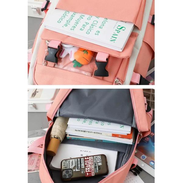 1.41 Inch Pink School Backpack Sets Girls Boys 5pc Backpack Set