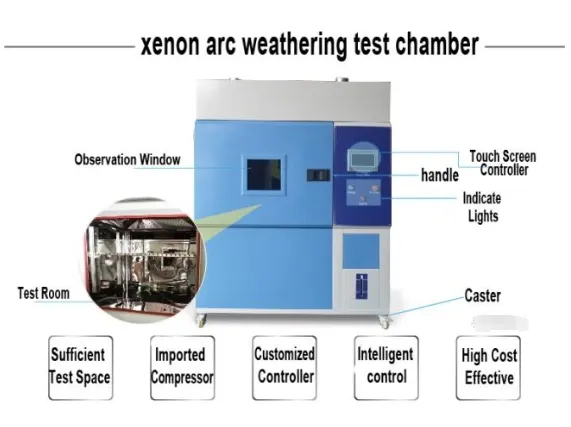 Stainless Steel US304 Xenon Lamp Weathering Test Chamber with Temperature Range -70°C~100°C and Humidity Range 30~98%RH