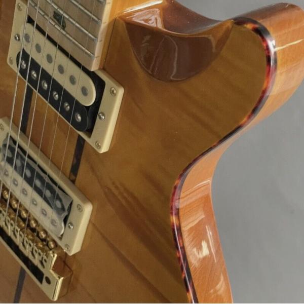 Custom Yellow Santana Retro Electric Guitar Flamed Maple Top Veneer HH Pickups Tremolo