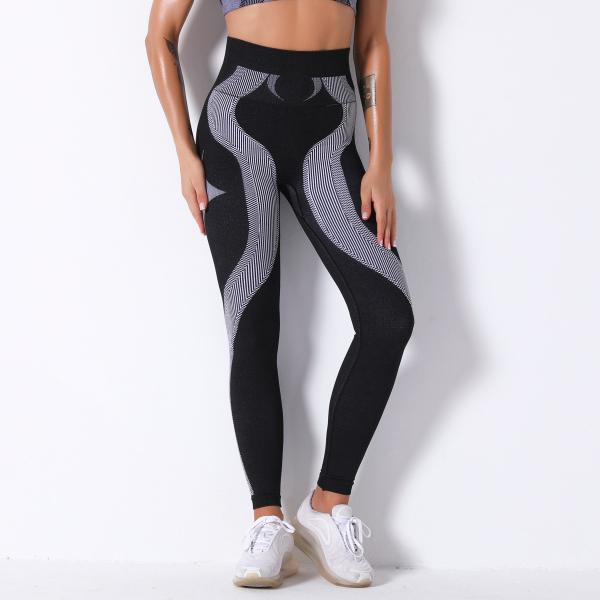 Seamless knitted sexy breathable pattern moisture wicking yoga pants running fitness pants