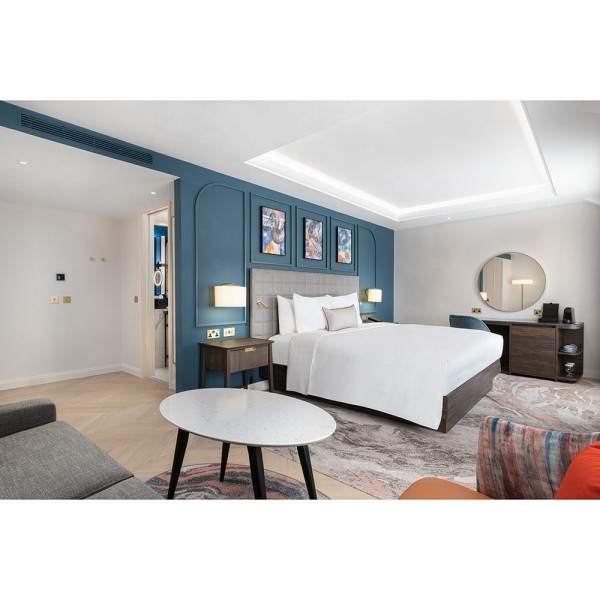 Curio Collection by Hilton 3-4 Star Custom Melamine Hotel Furniture Designs Durable Condo Tv Wall Panel Hotel Bathroom Furniture