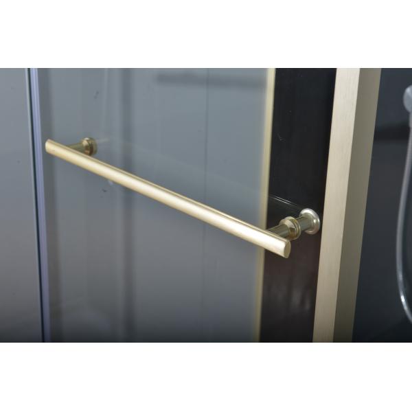 Fashion Pivot Door, Corner Shower Stalls , Square Shower Cabin with white acrylic tray,gold alumimium