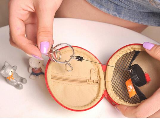 New creative gift product mushroom keychain money box coin bank card organizer pull buckle