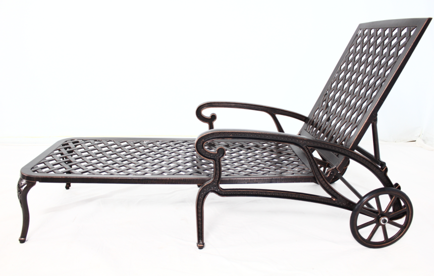 Outdoor Sun Lounger Furniture Cast Aluminum Chaise Lounger