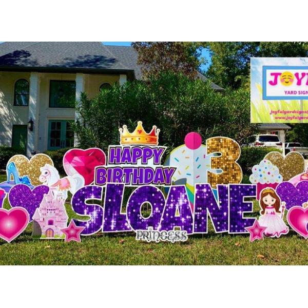 Custom Outdoor Yard Signs Happy Birthday Yard Card With Stakes