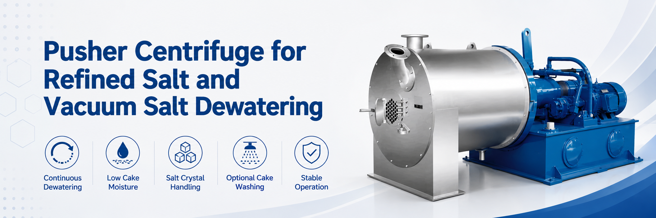Low Moisture Pusher Centrifuge for Salt Dewatering