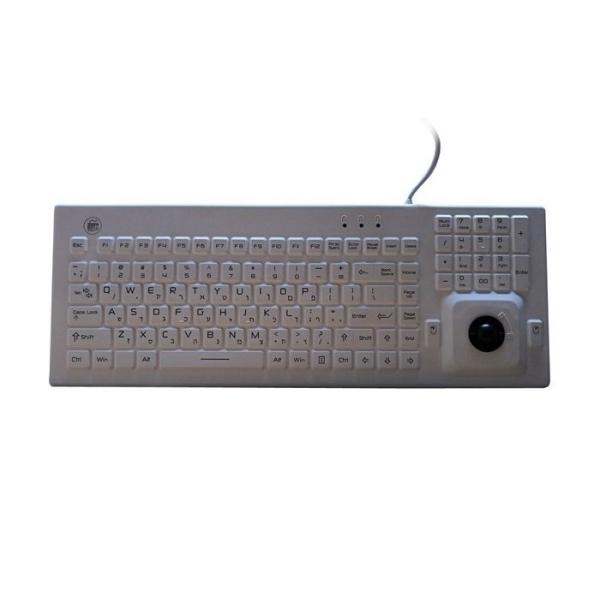 Black / White Waterproof Computer Keyboard With Rollerball Mouse USB Interface