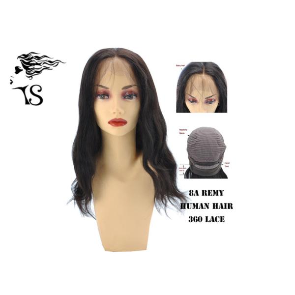 Customized Light Wavy 360 Lace Frontal Wig Natural Black 100% Mongolian Remy Hair