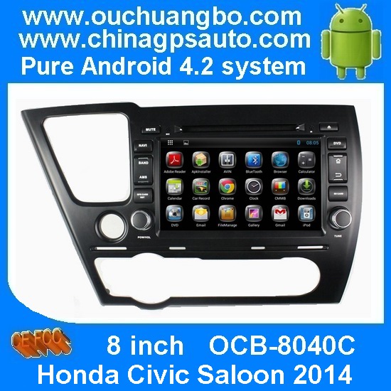 Ouchuangbo Auto GPS Navigation iPod USB 3G Wifi for Honda Civic Saloon 2014 Android 4.2 DVD Player OCB-8040C