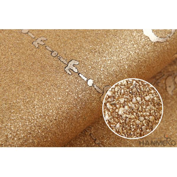 Golden Interior Wallpaper New Fashion Plant Fiber Particle CE / ISO Certification