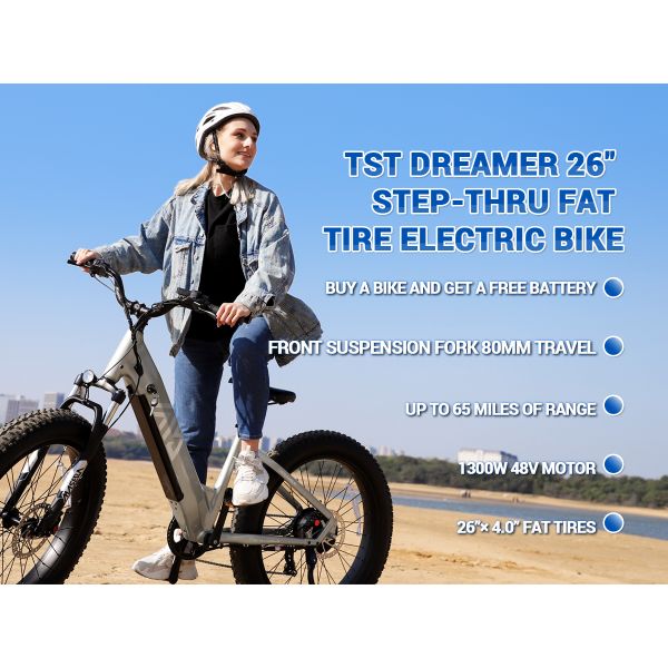 F622 48V Electric Hybrid Mountain Bike Steel Frame Electric Road Bike 7 Speed Rear Hub Motor Lithium Battery 1200W Brushless