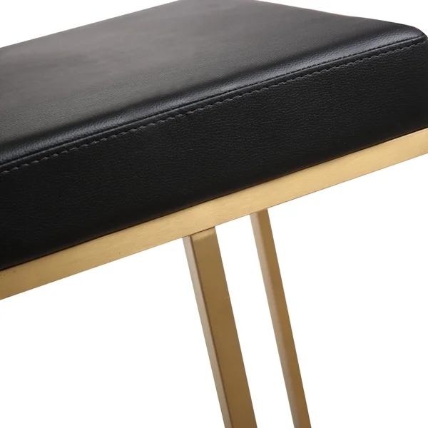 Modern brushed brass gold stainless steel PU leather upholster barstool for cafe bar hotel
