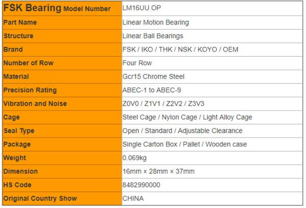 LM16UU OP Linear Motion Bearings Ball Bushing 13mm × 23mm × 32mm Standard Slide Beairng