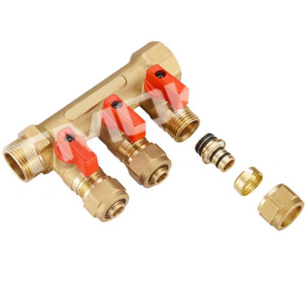 Disc Valve Hvac Football 2 Way 25MM 1 Inch Brass Water Manifold For Water Distributor