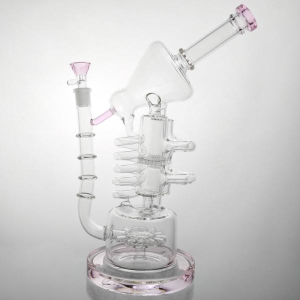 13 Inches Glass Water Pipe Recycler Percolator Bubbler Pipe 14.5mm Male Joint