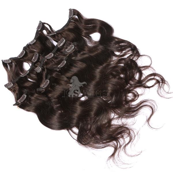 8 Piece Clip-on Hair ,100% Brazilian Hair Clip on Hair Extensions