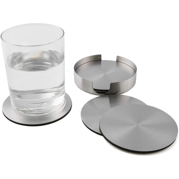 Modern Stainless Steel Round Coasters for for hot or cold drinks