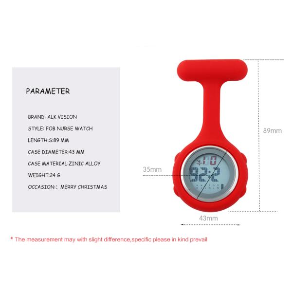 Silicone Digital Watch Led Background Light Nurse Watch FOB Pocket Watch Gift For Nurse Hospital Doctor Medical Clock For Nurse Students