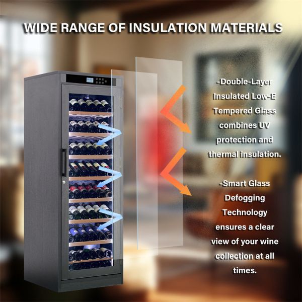 Wood Wine Cooler Cabinet with Digital Control Panel, LED Lighting & Water-resistant Construction for Home or Bar