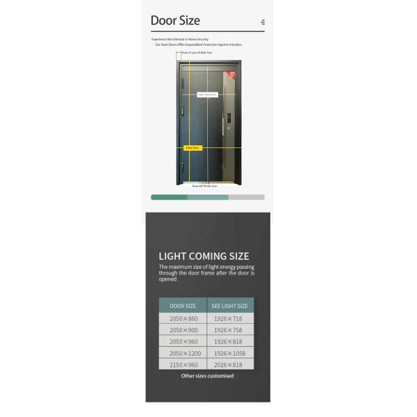 Modern Simple Design Steel Entrance Door for House Factory Anti-theft Swing Open Style Outdoor Application Interior Position