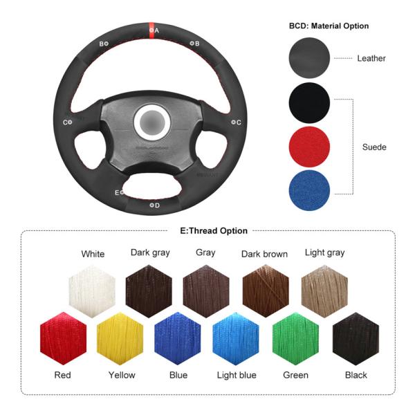 Custom Hand Stitching Black Soft Suede Steering Wheel Cover for Subaru Impreza WRX STI 2002 2003 2004