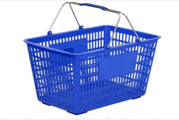 Blue Flexible Hand Shopping Basket Metal Handle Plastic Grip Light weight