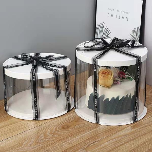 Round Tall Clear Plastic Disposable Cake Gift Box Transparent For Wedding Birthday