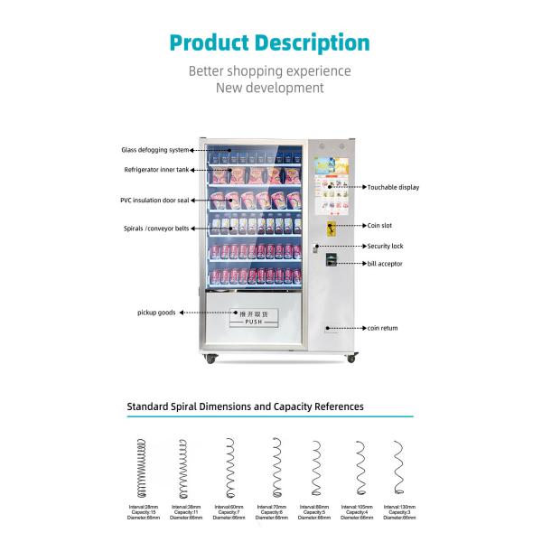 Convenient Snack And Beverage Vending Machine With 4500W Heating Power