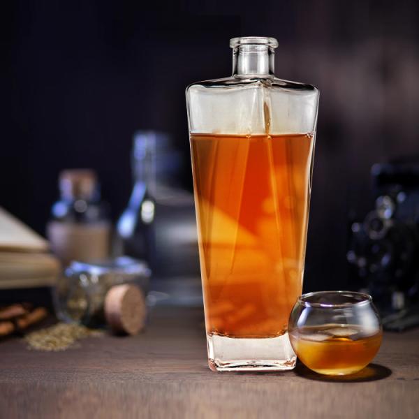 700ml Custom Square Shape Super Flint Glass Liquor Bottle for Whisky Vodka Tequila