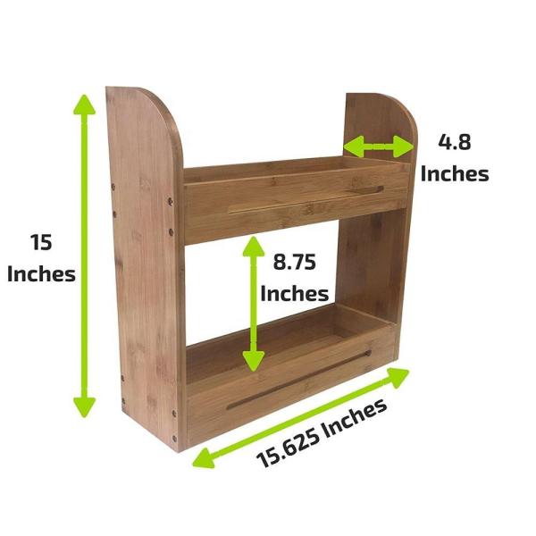 Кухонные банки Бамбуковые пряности Раковина держатель Деревянная полка Контейнер верхний 39.67x12.2x38.1 см