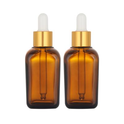 Personalize o vidro quadrado 50ml material da garrafa recarregável do conta-gotas do óleo de cabelo
