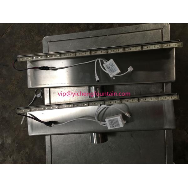 Rectangle Shaped Water Fountain Equipment Waterfall Nozzle With Led Strip Light