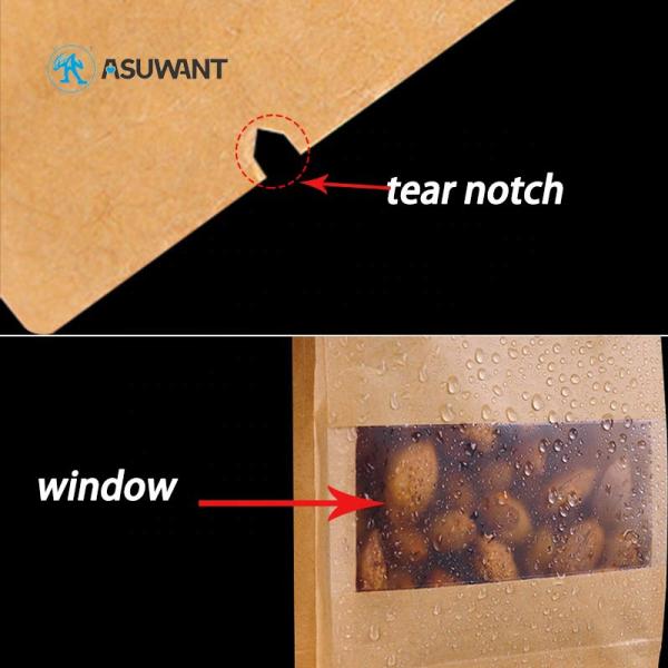 Snack Food Square Bottom Flexible Kraft Paper k Bag