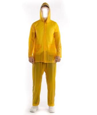 Korean Style Rain Coat High Vis Yellow PVC Rain Suit With Hood
